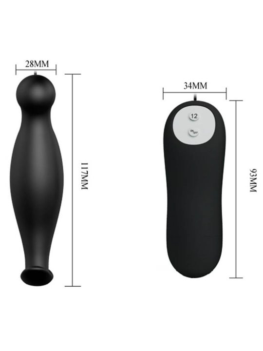 Pretty Love - Silicone Anal Plug 12 Vibration Modes Black