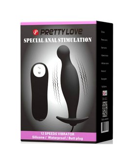 Pretty Love - Silicone Anal Plug 12 Vibration Modes Black