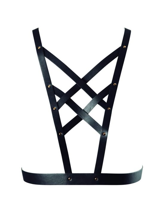 Bijoux - Indiscrets Maze Crossed Harness with Neckline Black