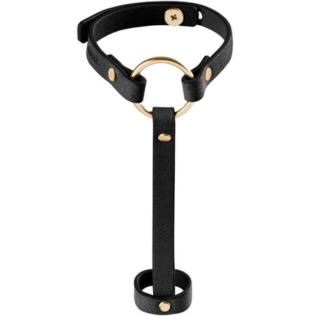 Bijoux Indiscrets Maze Hand Bracelet - Bracciale con Anello in Pelle Vegana - Nero