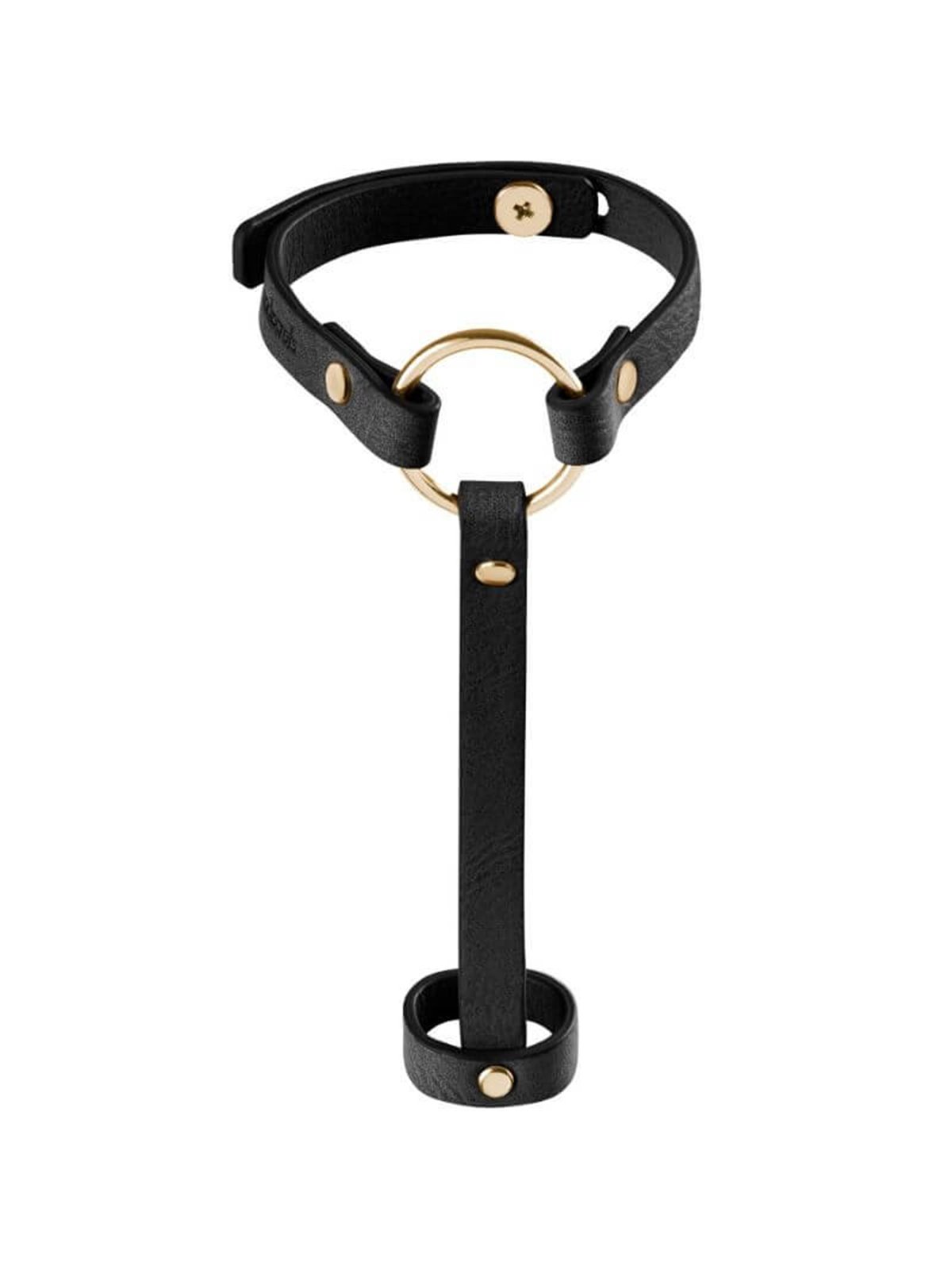 Bijoux Indiscrets Maze Hand Bracelet - Bracciale con Anello in Pelle Vegana - Nero