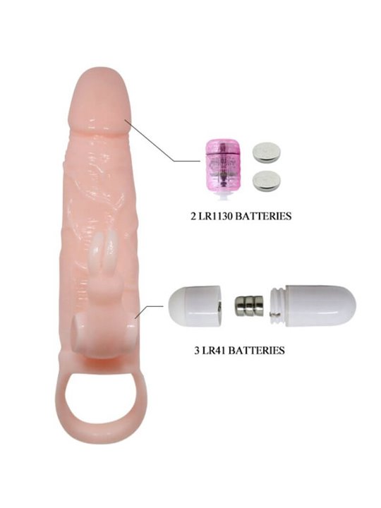 Baile - Brave Man Penis Cover with Rabbit and Double Engine Flesh 16.5 CM