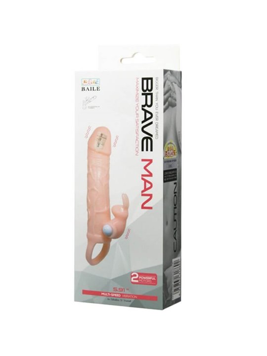 Baile Brave Man - Guaina Fallica con Stimolatore Rabbit e Vibrazione 16,5 CM