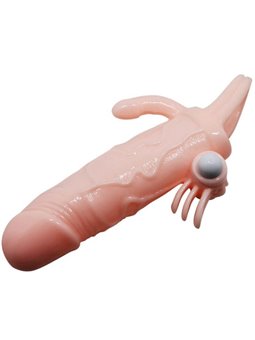 Brave Man Penis Cover with Clit and Anal Stimulation Flesh 16.5 CM