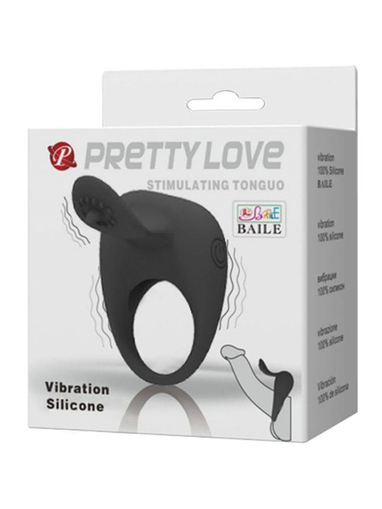 Pretty Love Vibrating Silicone Ring With Tongue