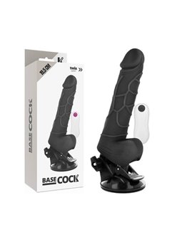 Basecock Twix - Pene Realistico Vibrante con Testicoli e Ventosa 19,5X4X3,3 CM Nero