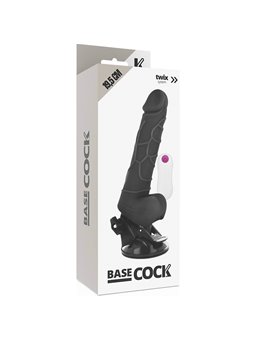Basecock Twix - Pene Realistico Vibrante con Testicoli e Ventosa 19,5X4X3,3 CM Nero