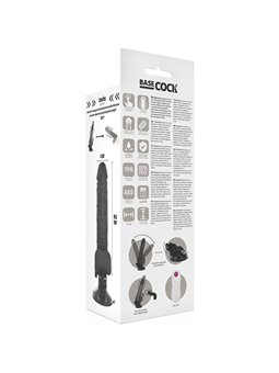 Basecock Twix - Pene Realistico Vibrante con Testicoli e Ventosa 19,5X4X3,3 CM Nero