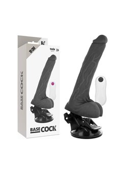 Basecock Twix - Pene Realistico Vibrante con Testicoli e Ventosa 19X4X2,8 CM Nero