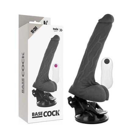 Basecock Twix - Pene Realistico Vibrante con Testicoli e Ventosa 19X4X2,8 CM Nero