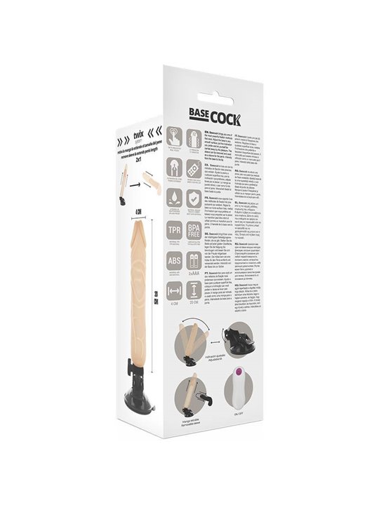 Basecock - Realistic Vibrator Remote Control Flesh 20 CM 12 Functions
