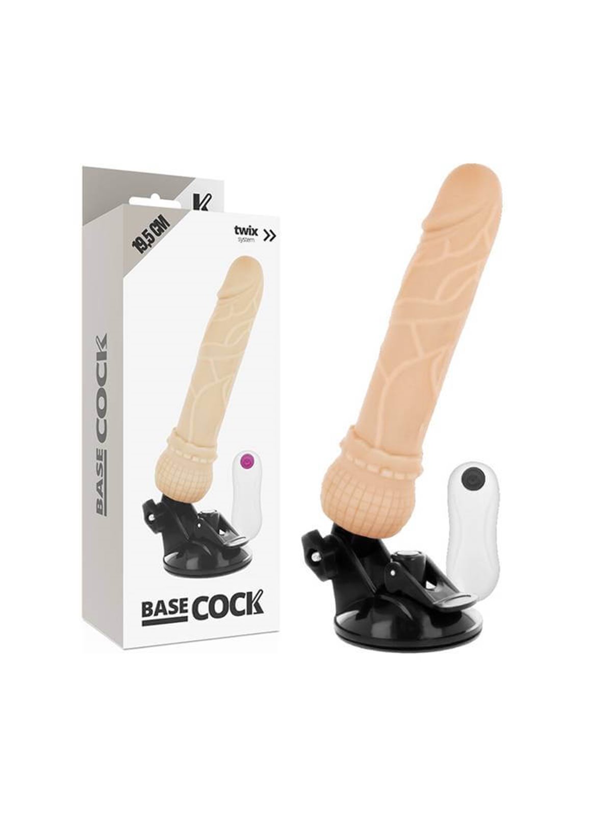 Basecock Twix - Vibratore Realistico con Ventosa 19,5X4X3,5 CM 12 Velocità