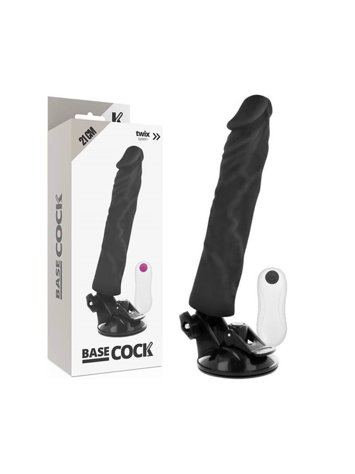 Basecock Twix - Vibratore Realistico con Ventosa 21X4X4 CM 12 Velocità Nero