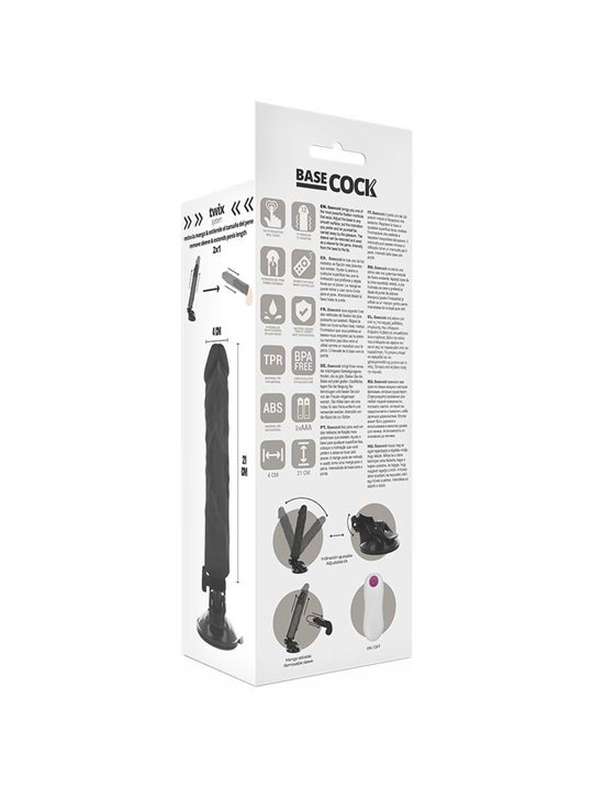 Basecock Twix - Vibratore Realistico con Ventosa 21X4X4 CM 12 Velocità Nero