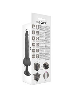 Basecock Twix - Pene Realistico Vibrante con Testicoli e Ventosa 21X5X3,8 CM Nero