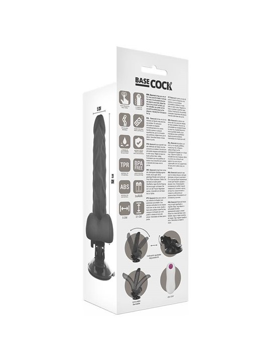 Basecock Twix - Pene Realistico Vibrante con Testicoli e Ventosa 21X5X3,8 CM Nero
