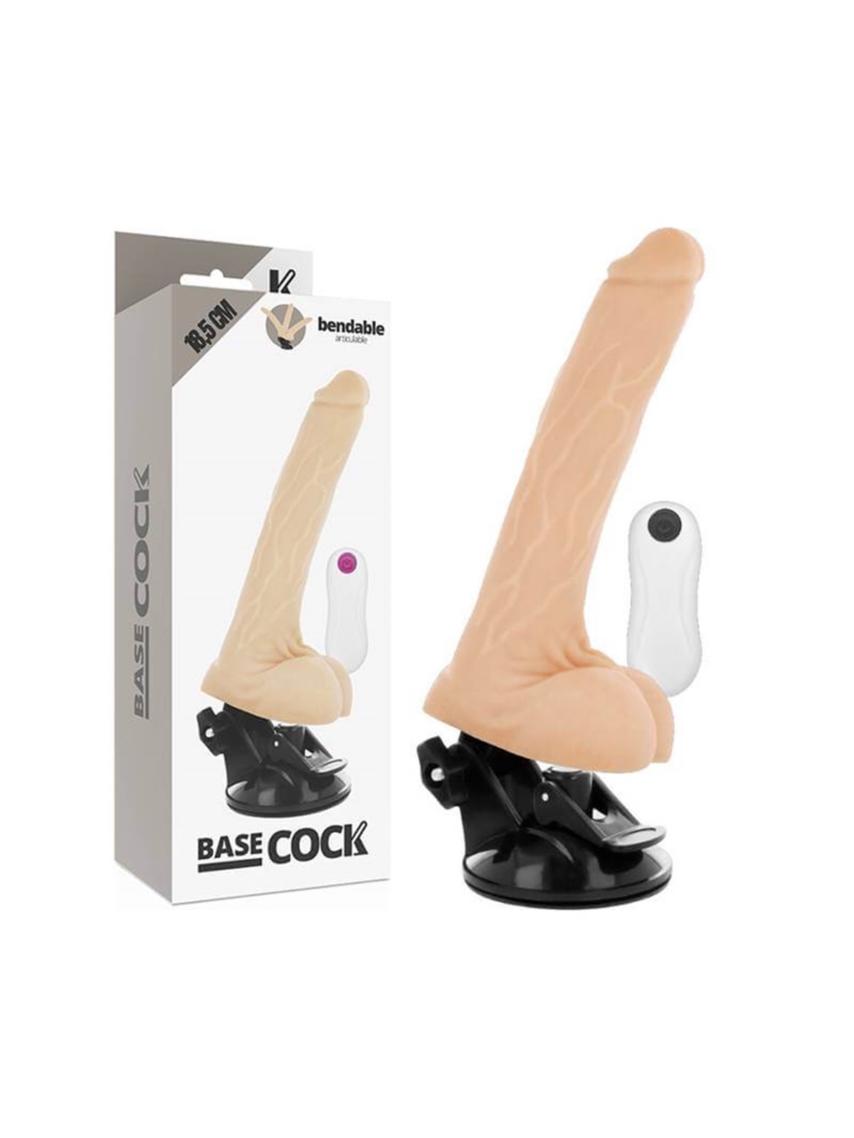 Basecock Bendable - Pene Realistico Articolabile con Vibrazione 18,5X4X2,9 CM