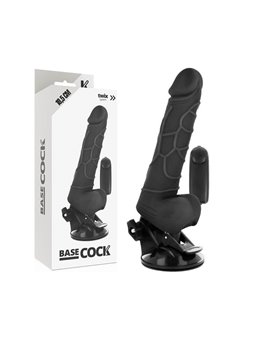 Basecock Twix - Pene Realistico Vibrante con Testicoli e Ventosa 18,5X4X3,3 CM Nero