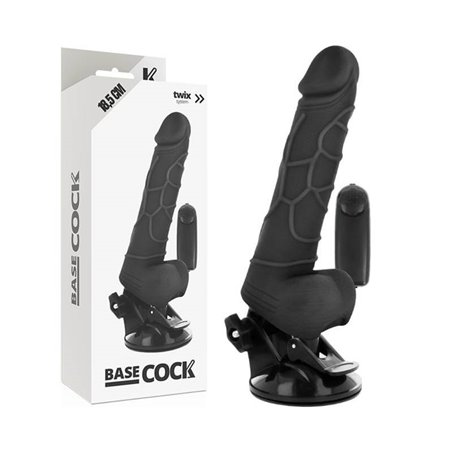 Basecock Twix - Pene Realistico Vibrante con Testicoli e Ventosa 18,5X4X3,3 CM Nero