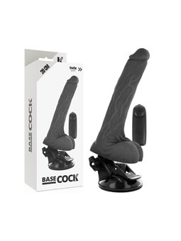 Basecock Twix - Pene Realistico Vibrante con Testicoli e Ventosa 20X4X2,8 CM Nero