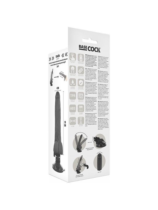 Basecock Twix - Pene Realistico Vibrante con Testicoli e Ventosa 20X4X2,8 CM Nero