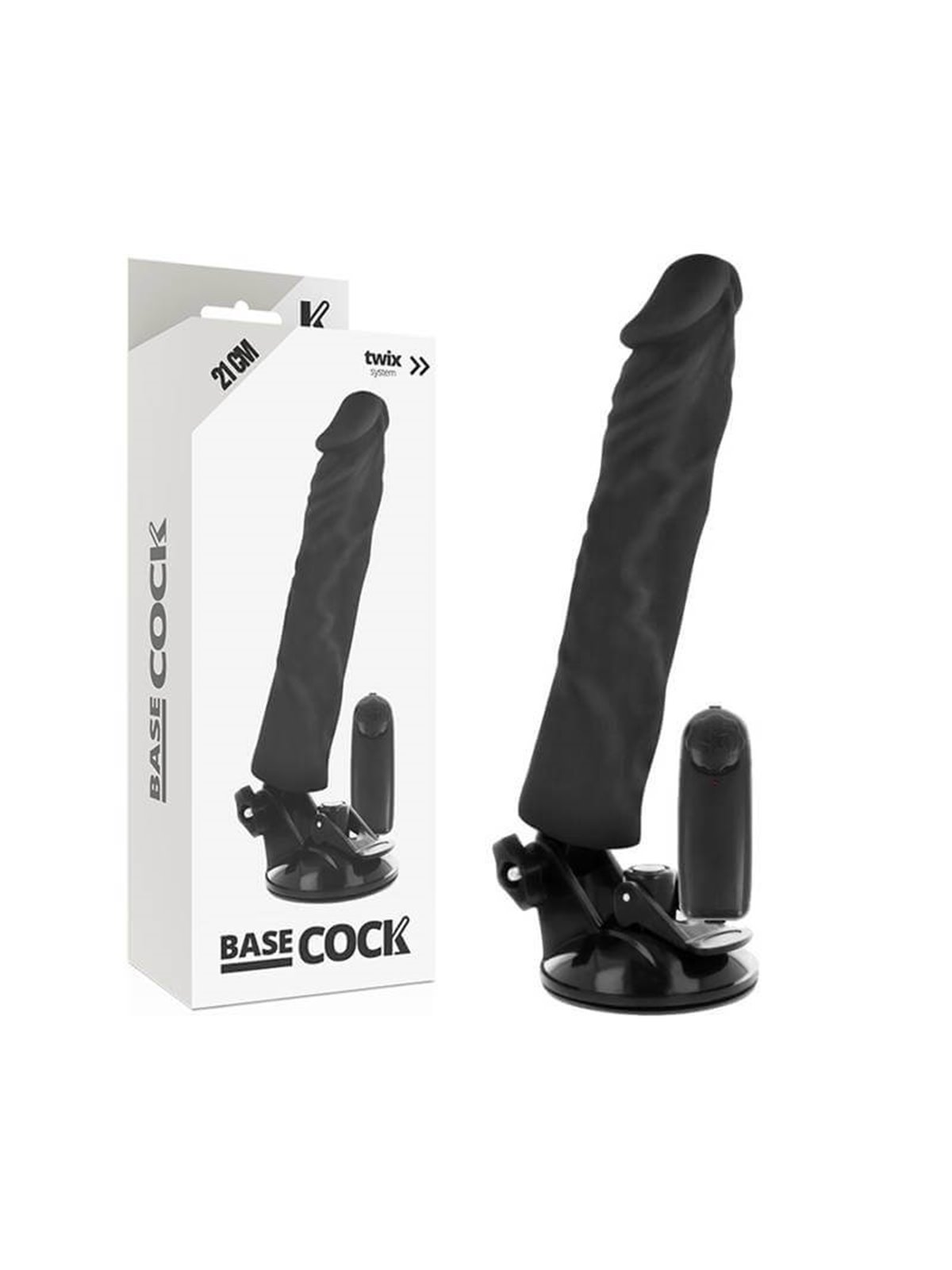Basecock Twix - Vibratore Realistico con Ventosa 21X4X4 CM Nero