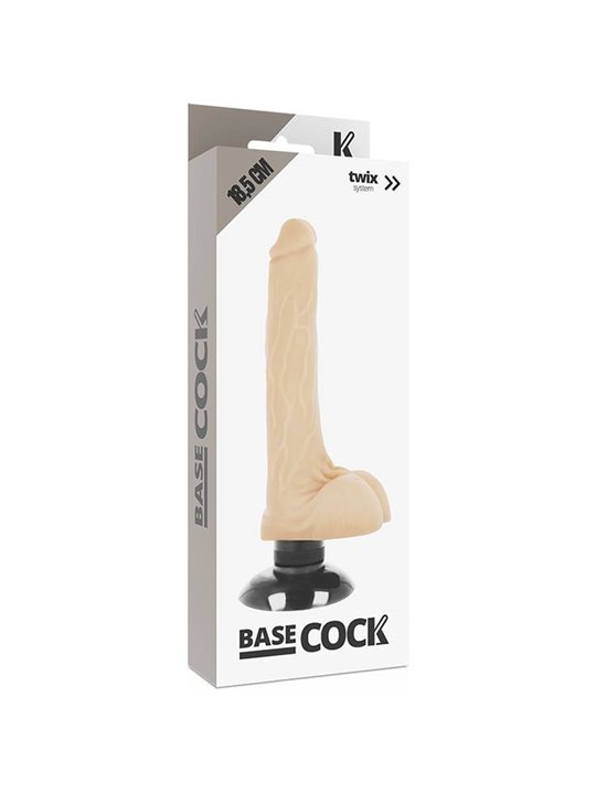 Basecock Twix - Pene Realistico Vibrante con Testicoli e Ventosa 18,5X4X2,8 CM