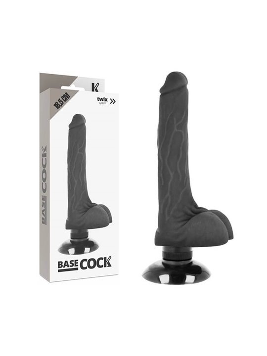 Basecock - Realistic Vibrator 2-1 Black 18.5 CM
