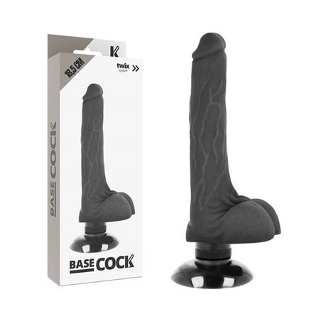 Basecock - Realistic Vibrator 2-1 Black 18.5 CM