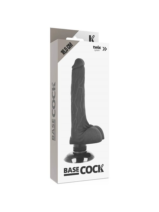 Basecock - Realistic Vibrator 2-1 Black 18.5 CM