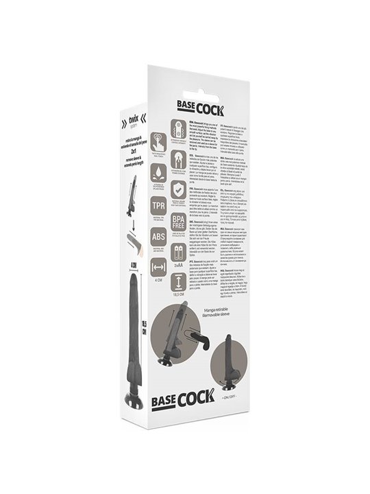 Basecock - Realistic Vibrator 2-1 Black 18.5 CM