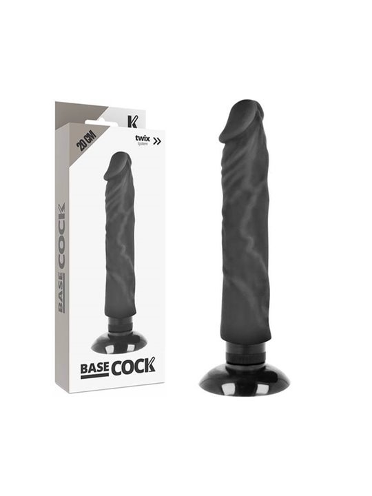 Basecock - Realistic Vibrator 2-1 Black 20 CM