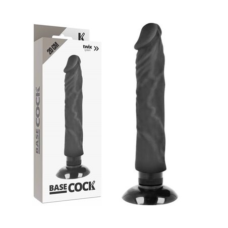 Basecock - Realistic Vibrator 2-1 Black 20 CM