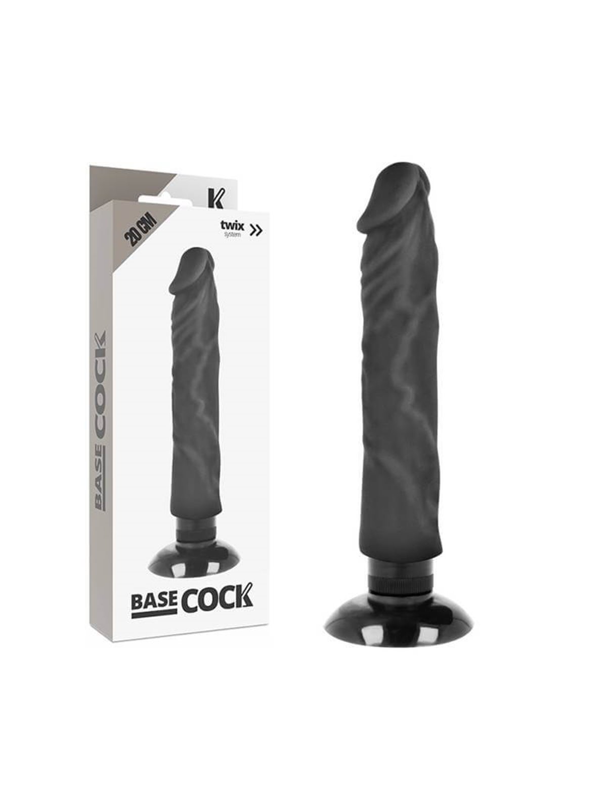 Basecock - Realistic Vibrator 2-1 Black 20 CM