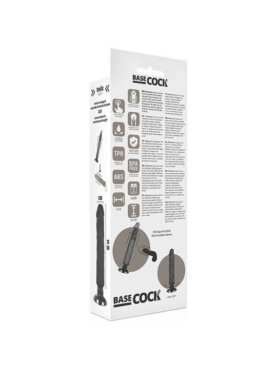 Basecock - Realistic Vibrator 2-1 Black 20 CM