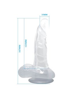 Baile Dong - Pene Realistico con Ventosa e Testicoli 16,7 CM Trasparente