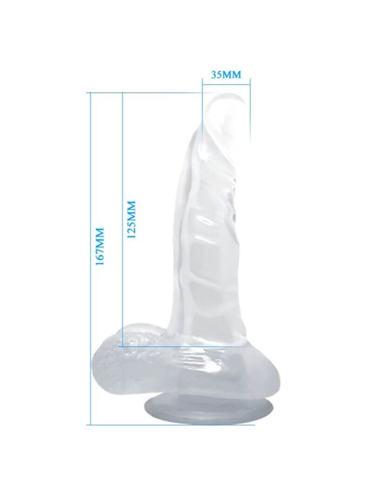Baile - Realistic Dildo with Suction Cup and Testicles 16.7 CM Transparent