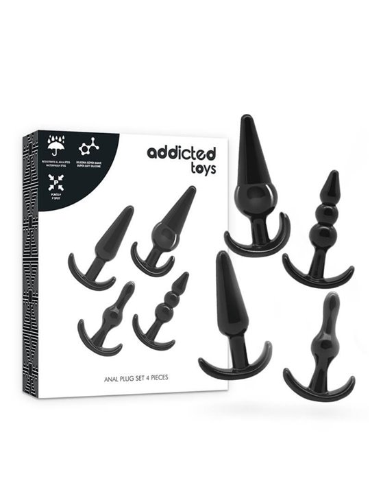 Addicted Toys - Set di 4 Plugs Anali in Silicone Nero