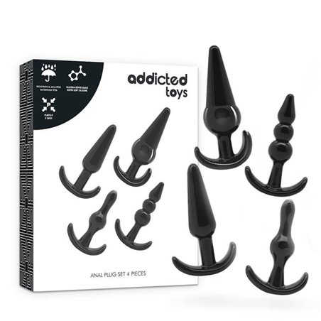 Addicted Toys - Set di 4 Plugs Anali in Silicone Nero