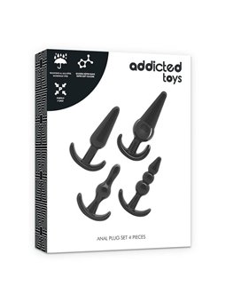 Addicted Toys - Set di 4 Plugs Anali in Silicone Nero