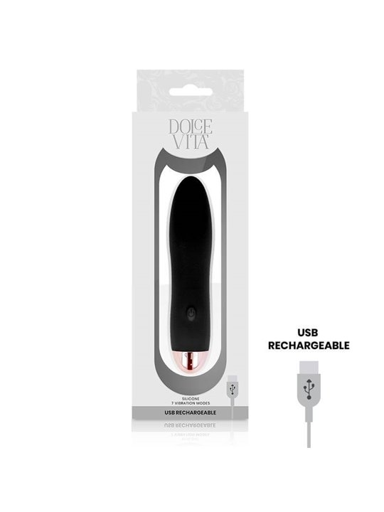 Dolce Vita - Rechargeable Vibrator Four Black 7 Speeds