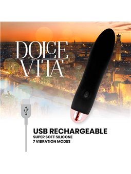 Dolce Vita - Rechargeable Vibrator Four Black 7 Speeds