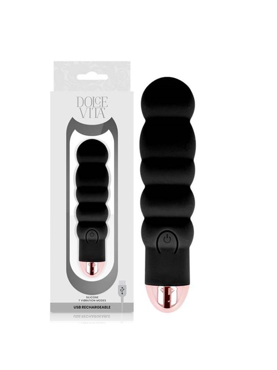 Dolce Vita - Rechargeable Vibrator Six Black 7 Speeds