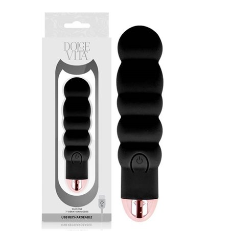 Dolce Vita - Rechargeable Vibrator Six Black 7 Speeds