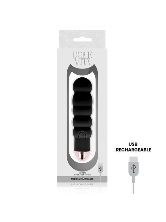 Dolce Vita - Rechargeable Vibrator Six Black 7 Speeds