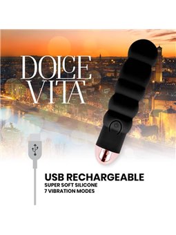 Dolce Vita - Rechargeable Vibrator Six Black 7 Speeds
