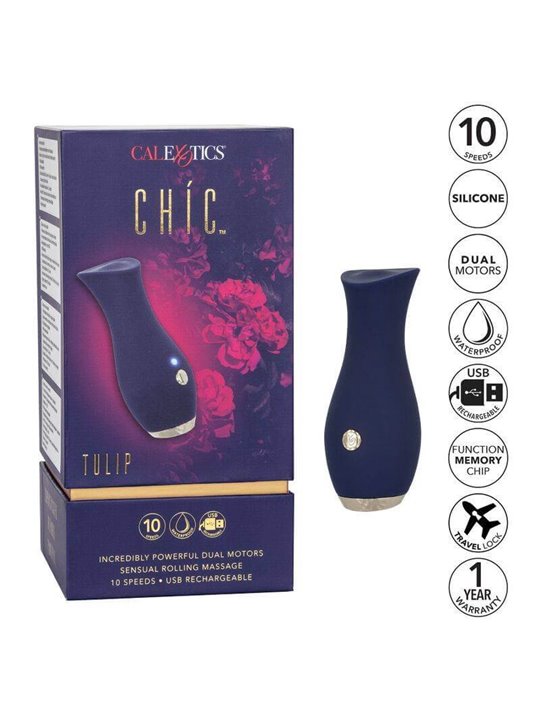 CalExotics Chic Tulip - Mini Massaggiatore Rotante in Silicone 10 Velocità