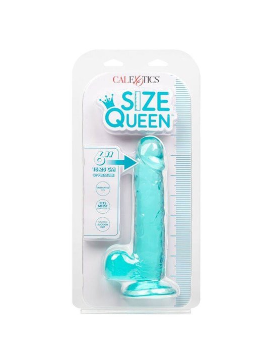 CalExotics Size Queen - Pene Realistico con Testicoli - 15,25 CM Verde Acqua