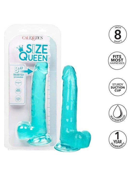 CalExotics Size Queen - Pene Realistico con Testicoli - 20,3 CM Verde Acqua