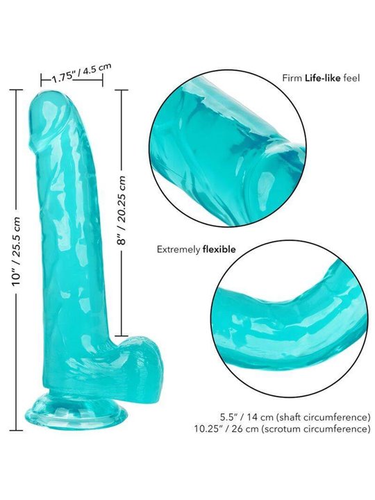 CalExotics Size Queen - Pene Realistico con Testicoli - 20,3 CM Verde Acqua